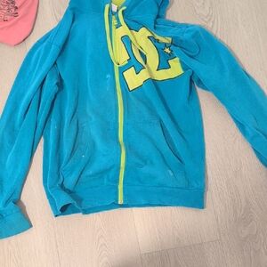 DC Youth Teal Zip Hoodie with Yellow Logo